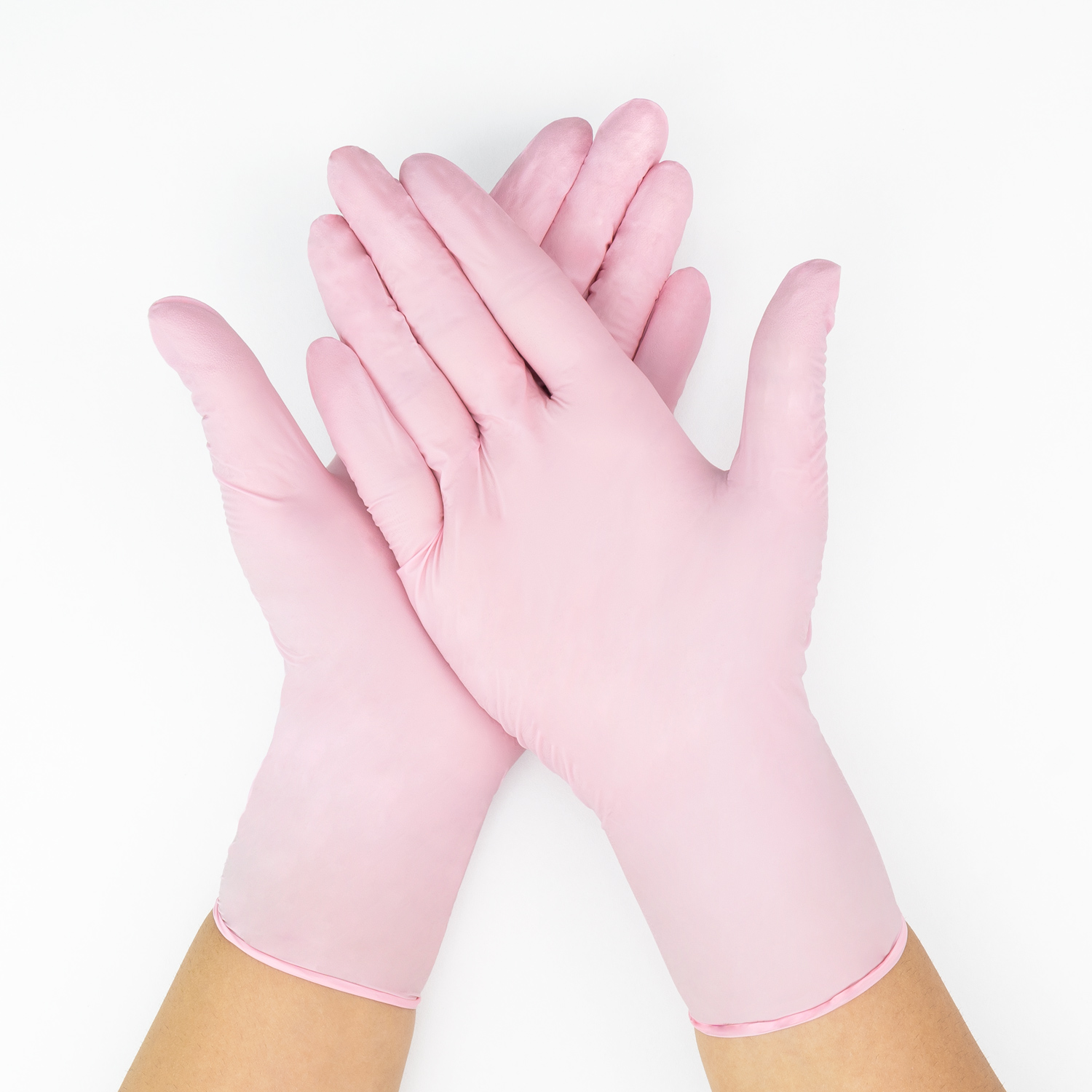 GUANTES DE NITRILO DESCARTABLES ROSADOS TALLA M CAJA 100 UND - 2