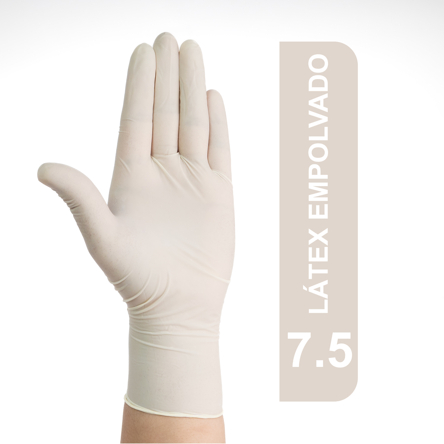 GUANTES ESTÉRILES DE LÁTEX EMPOLVADOS BLANCOS TALLA 7.5 CAJA 50 PARES - 1