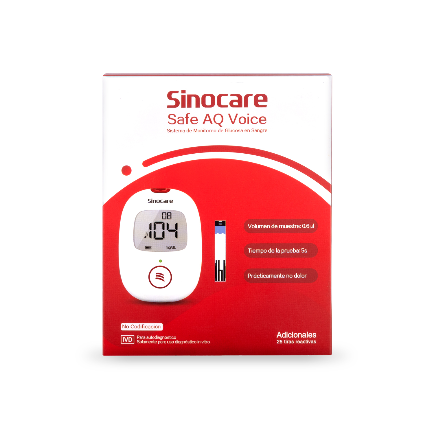 GLUCÓMETRO SINOCARE SAFE AQ KIT COMPLETO CON VOZ - 2
