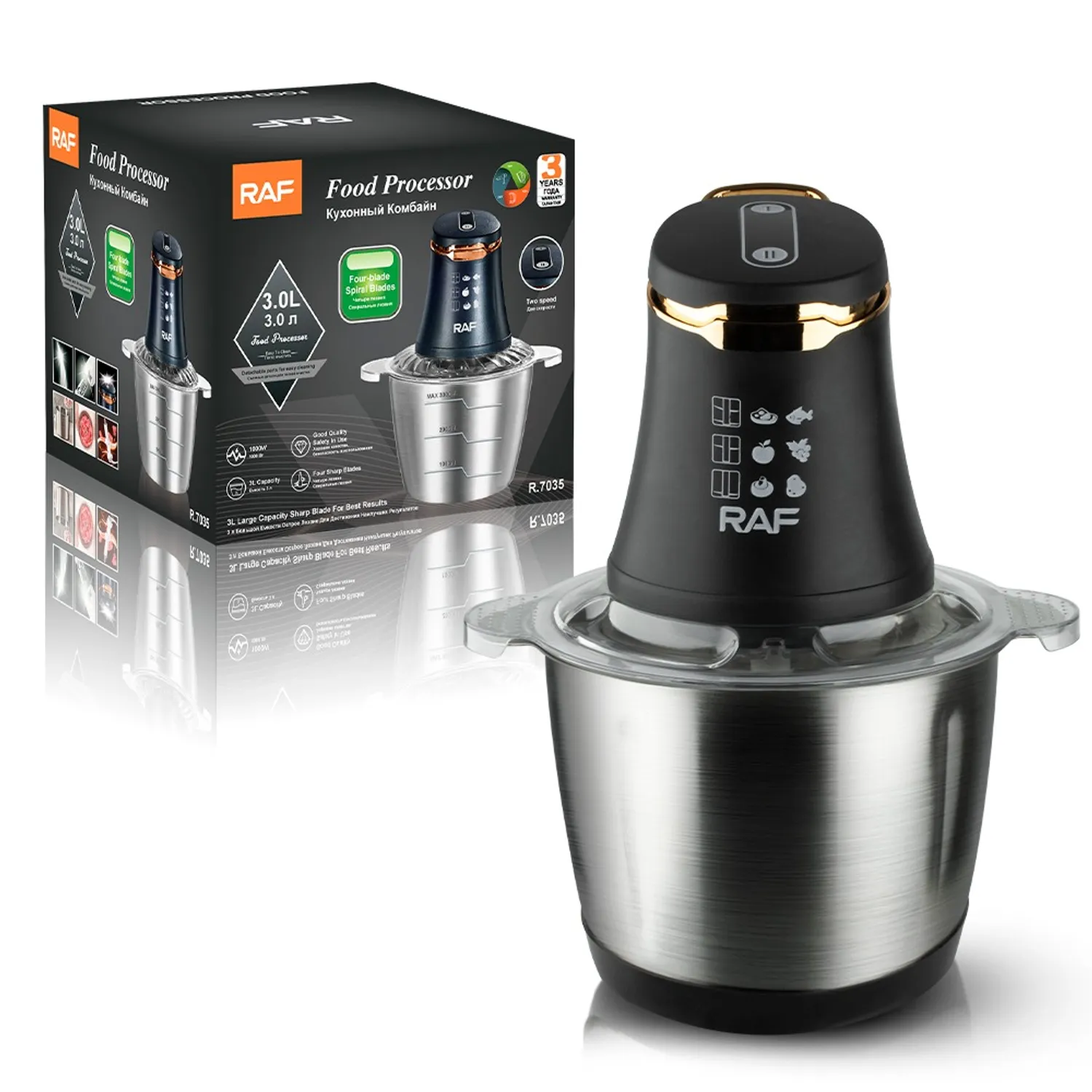 PROCESADORA DE ALIMENTOS PICADORA ELÉCTRICA DE 3 LITROS - 1000W - 1