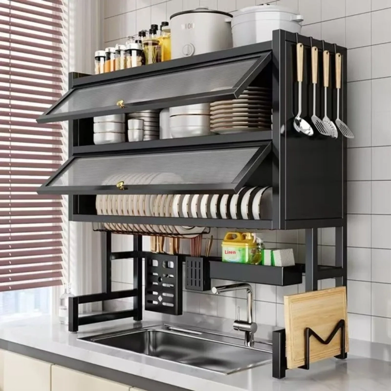 ORGANIZADOR Y ESCURRIDOR DE PLATOS DE 3 NIVELES CON DOBLE TAPA DE 85 CM - 1