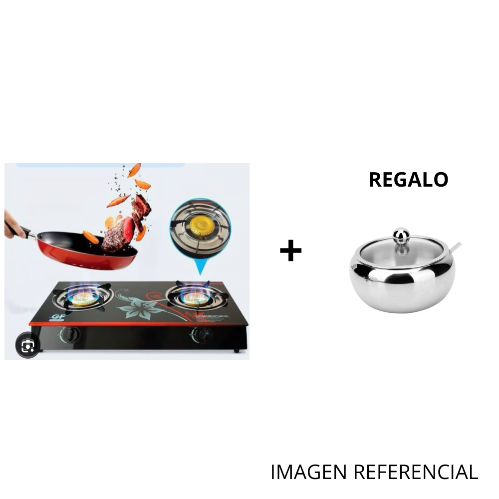 COCINA DE MESA A GAS DE 2 HORNILLAS VITROCERÁMICO + REGALO - 1