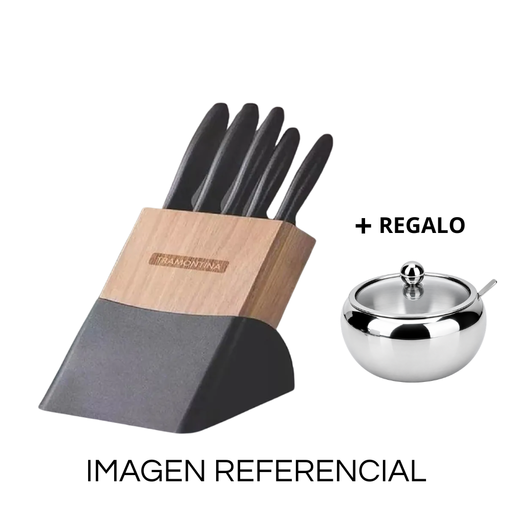 JUEGO DE CUCHILLOS TRAMONTINA ACE INOX 5PZ + REGALO - 1