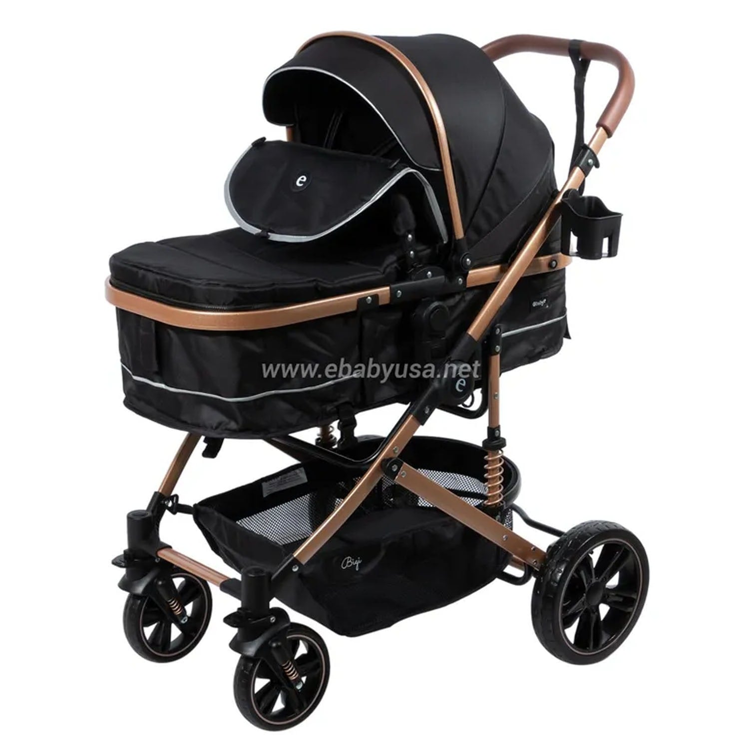 COCHE MOISES PARA BEBE BIGI CON MANGO REVERSIBLE NEGRO - 2