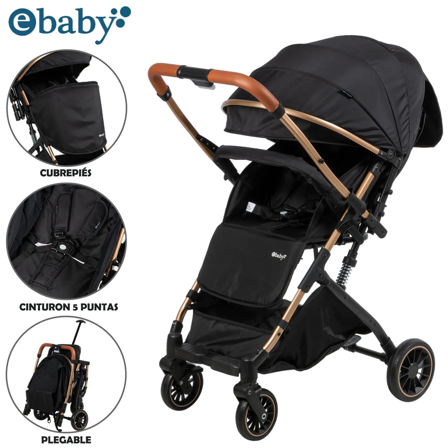 COCHE PASEO REVERSIBLE EBABY «VINCE» BLACK - 1