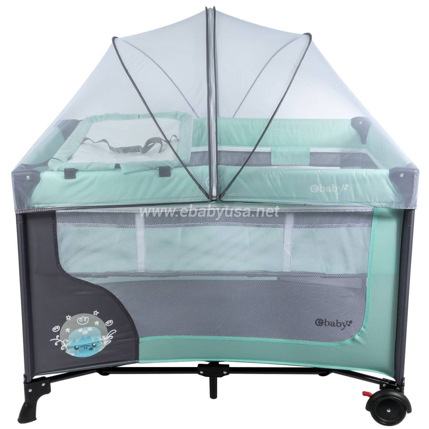 CUNA CORRAL EBABY CON CAMBIADOR HAPPY DREAM VERDE - 2