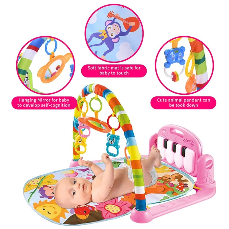 GIMNASIO DE BEBE CON PIANO PARA PATEAR ROSADO - 3