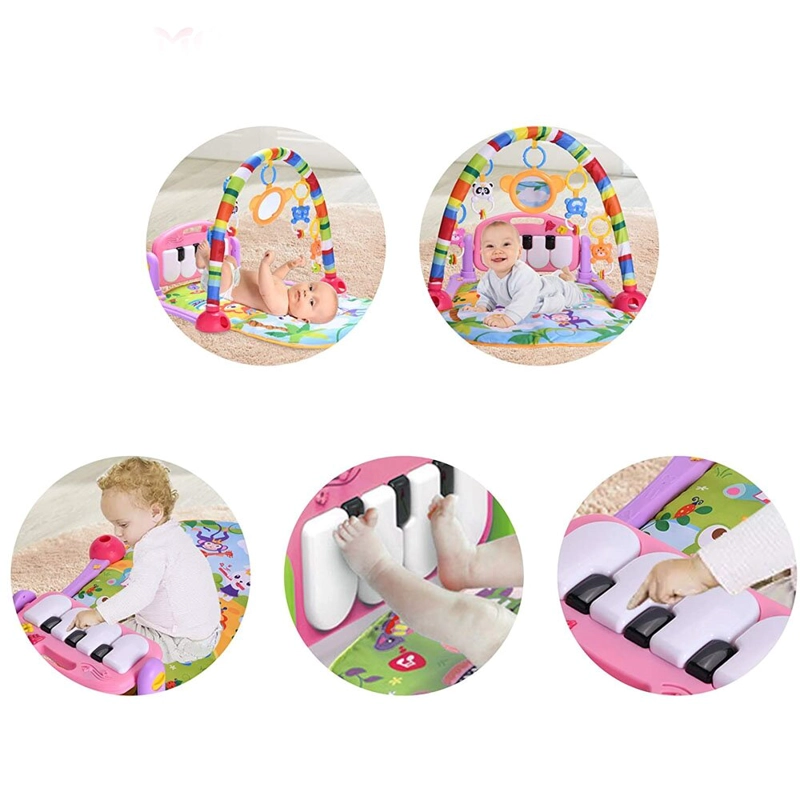 GIMNASIO DE BEBE CON PIANO PARA PATEAR ROSADO - 4