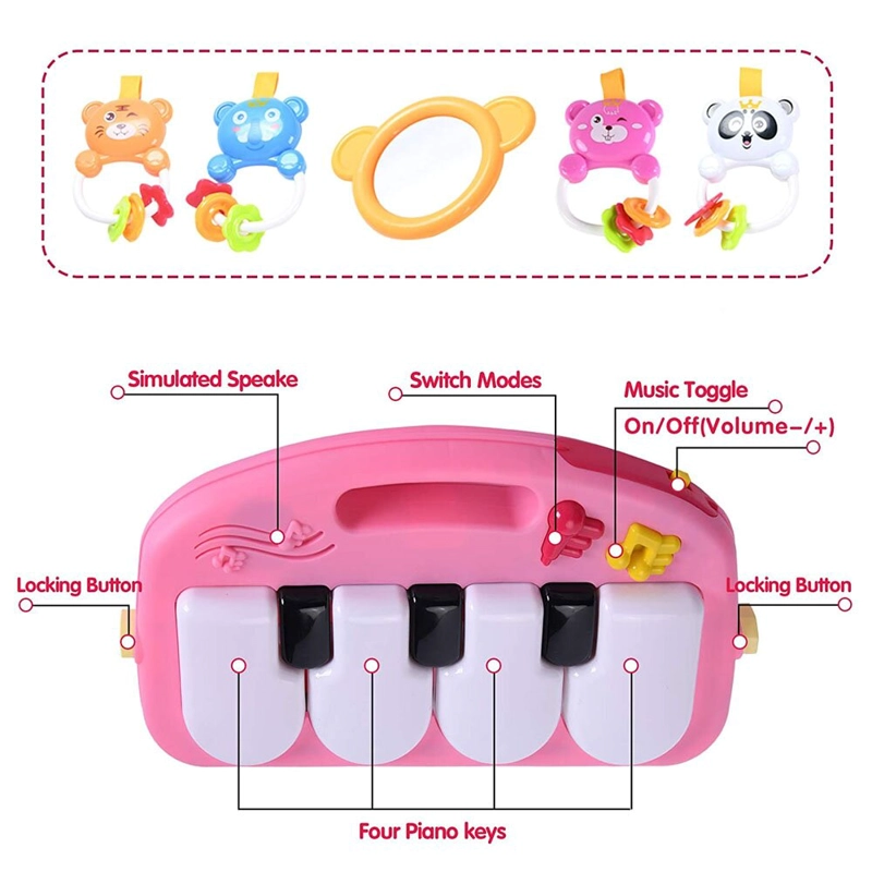 GIMNASIO DE BEBE CON PIANO PARA PATEAR ROSADO - 5