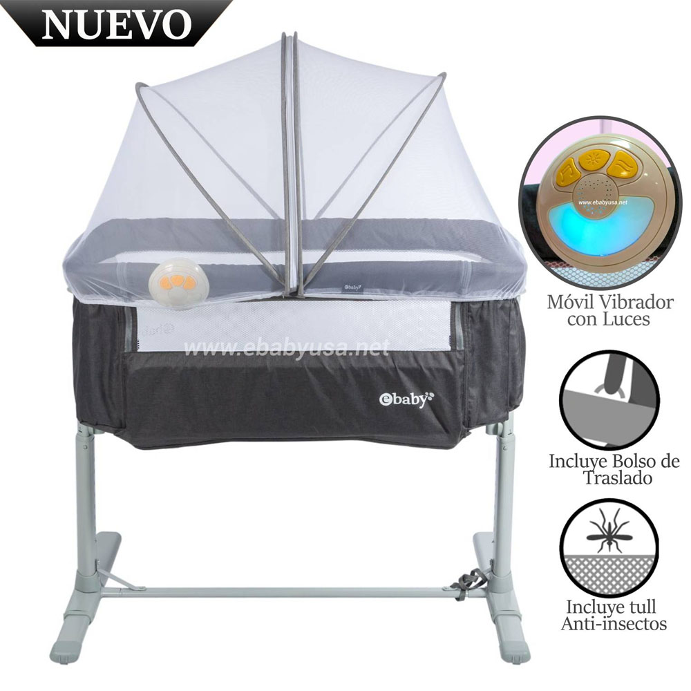 CUNA COLECHO EBABY MUSICAL Y VIBRADOR TAMI GRIS - 1