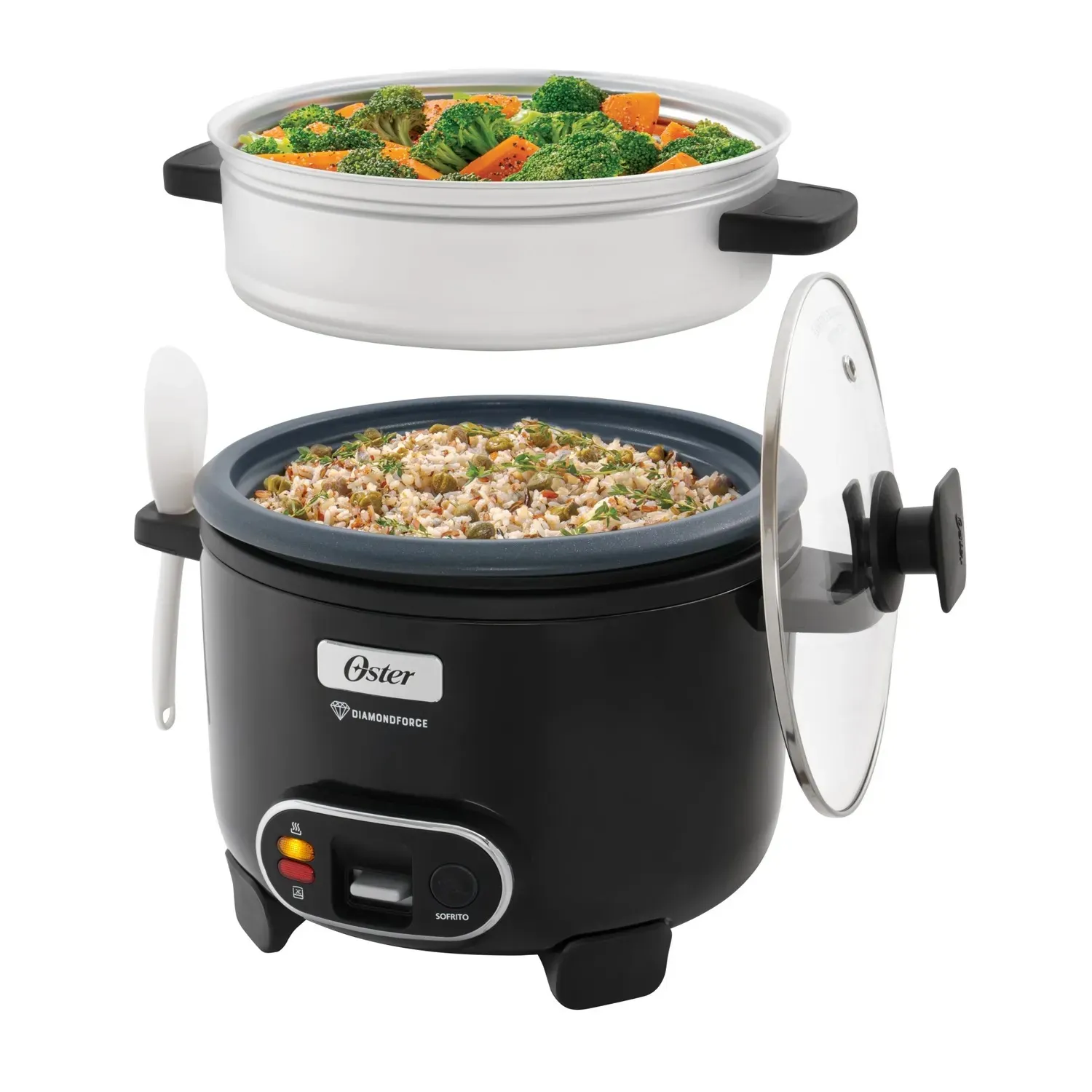 Olla Arrocera Oster 1.8L 3 en 1 Función de Sofrito Vaporera Negro CKSTRC10DFBLK - 2