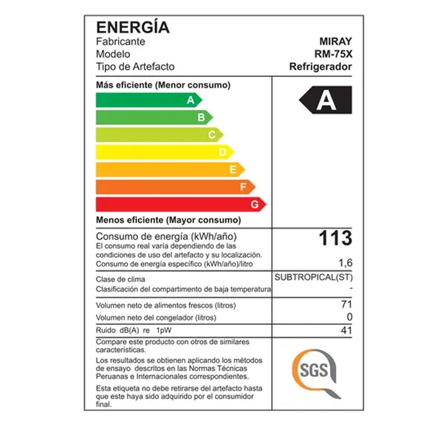 FRIGOBAR MIRAY RM-75X FROST 71L - 3