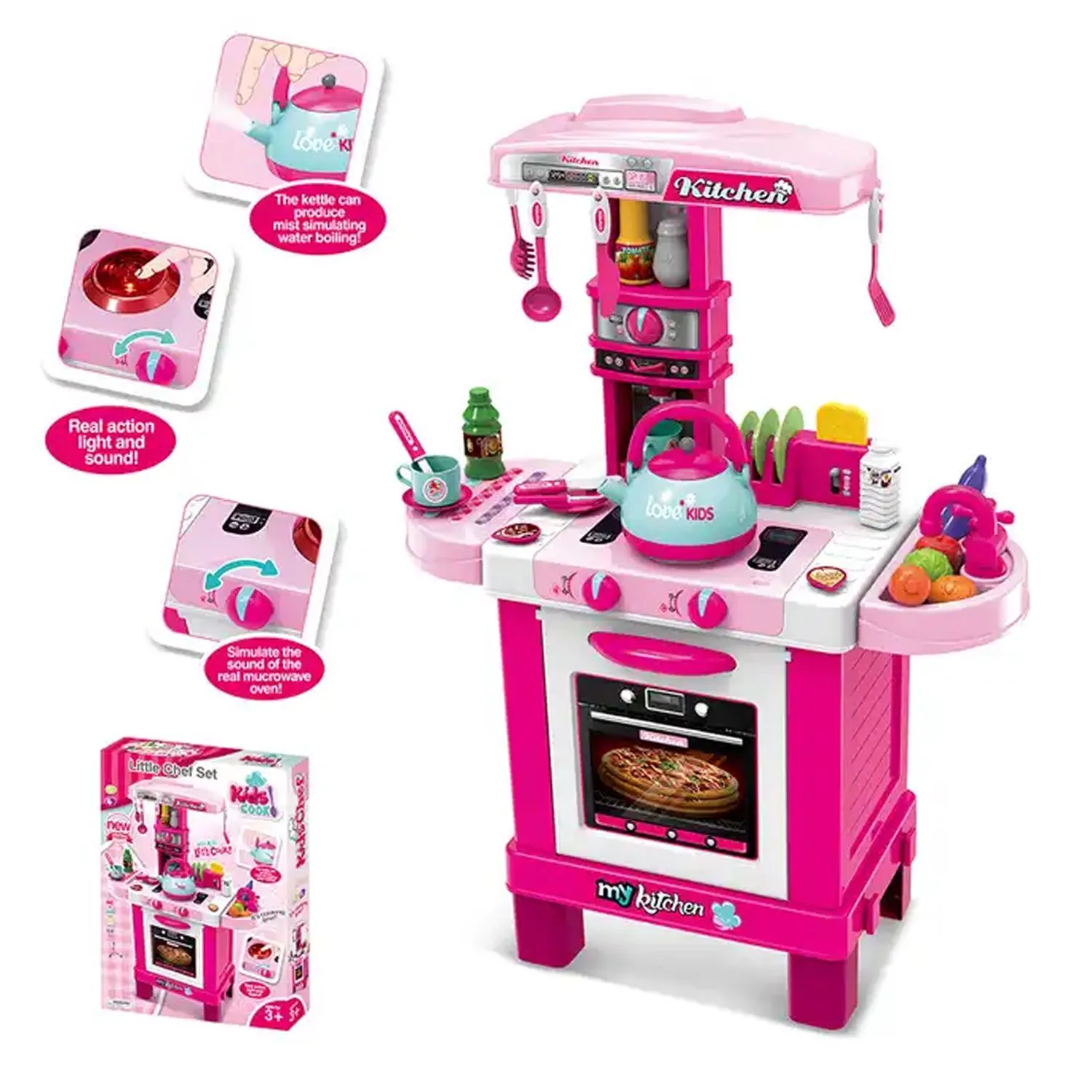 SET COCINA DE JUGUETE INFANTIL CON TETERA BOTA VAPOR - 1