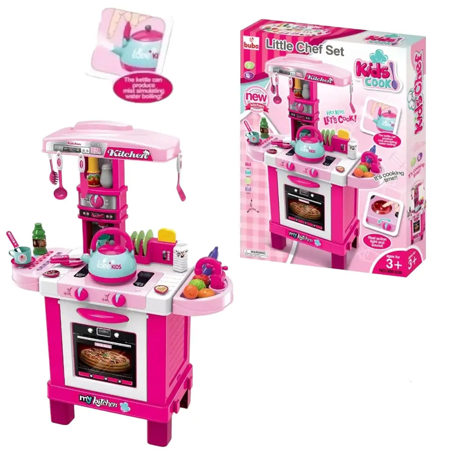 SET COCINA DE JUGUETE INFANTIL CON TETERA BOTA VAPOR - 3
