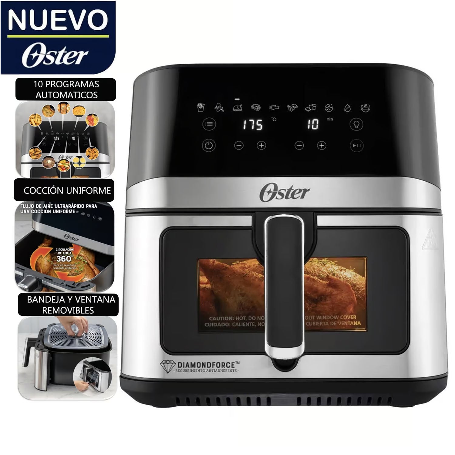 FREIDORA DE AIRE DIGITAL OSTER DIAMONDFORCE 7.5 L CKSTAF75WDSSDF - 1