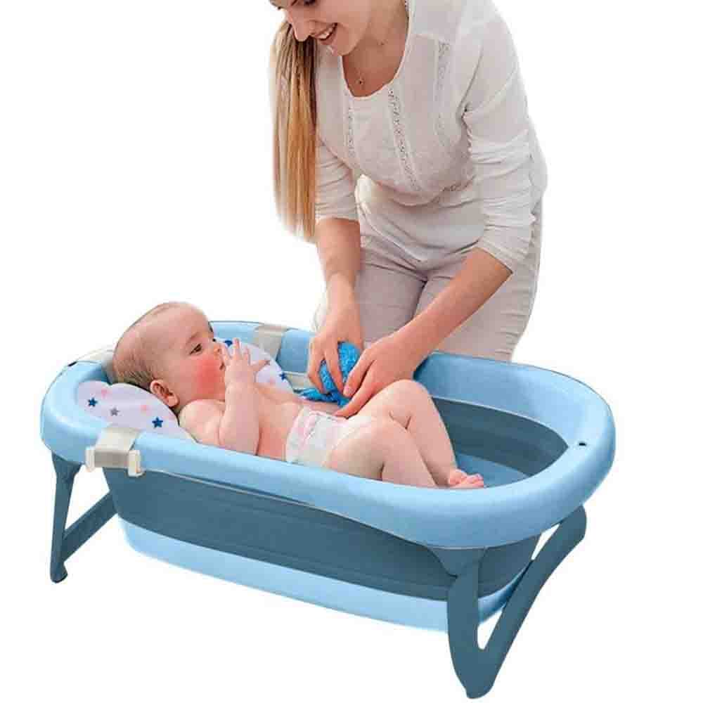 BAÑERA TINA DE BAÑO PLEGABLE JELLY TERMÓMETRO 6 ACCESORIOS AZUL - 2