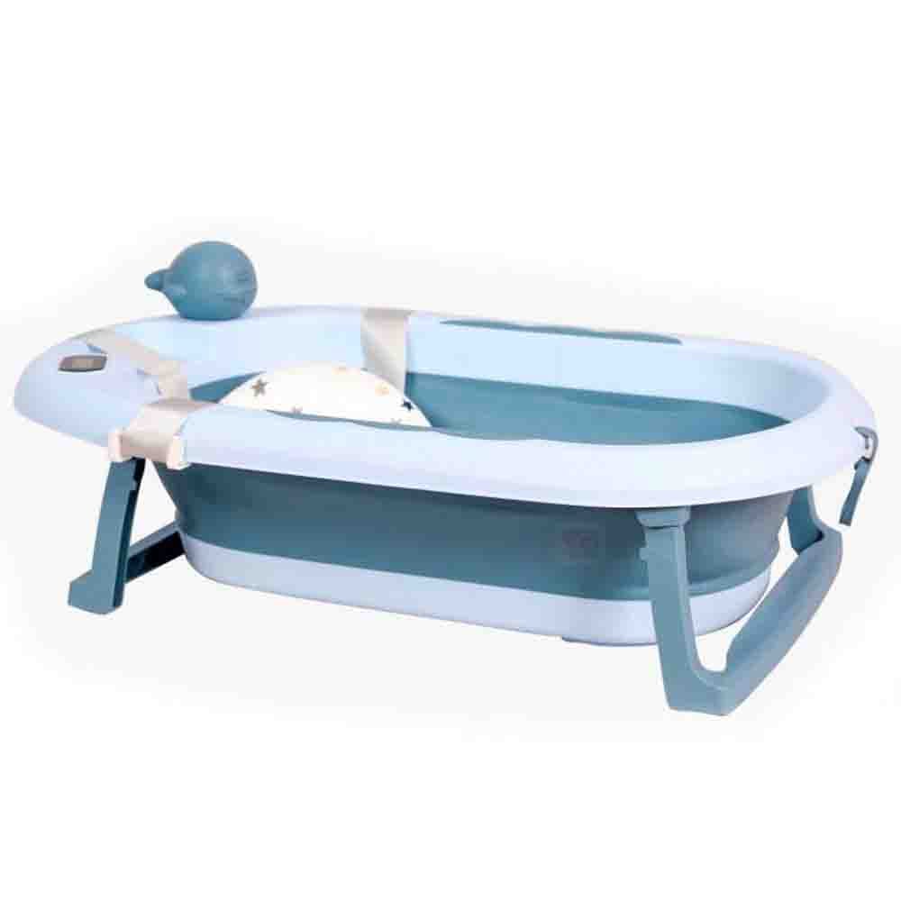 BAÑERA TINA DE BAÑO PLEGABLE JELLY TERMÓMETRO 6 ACCESORIOS AZUL - 3