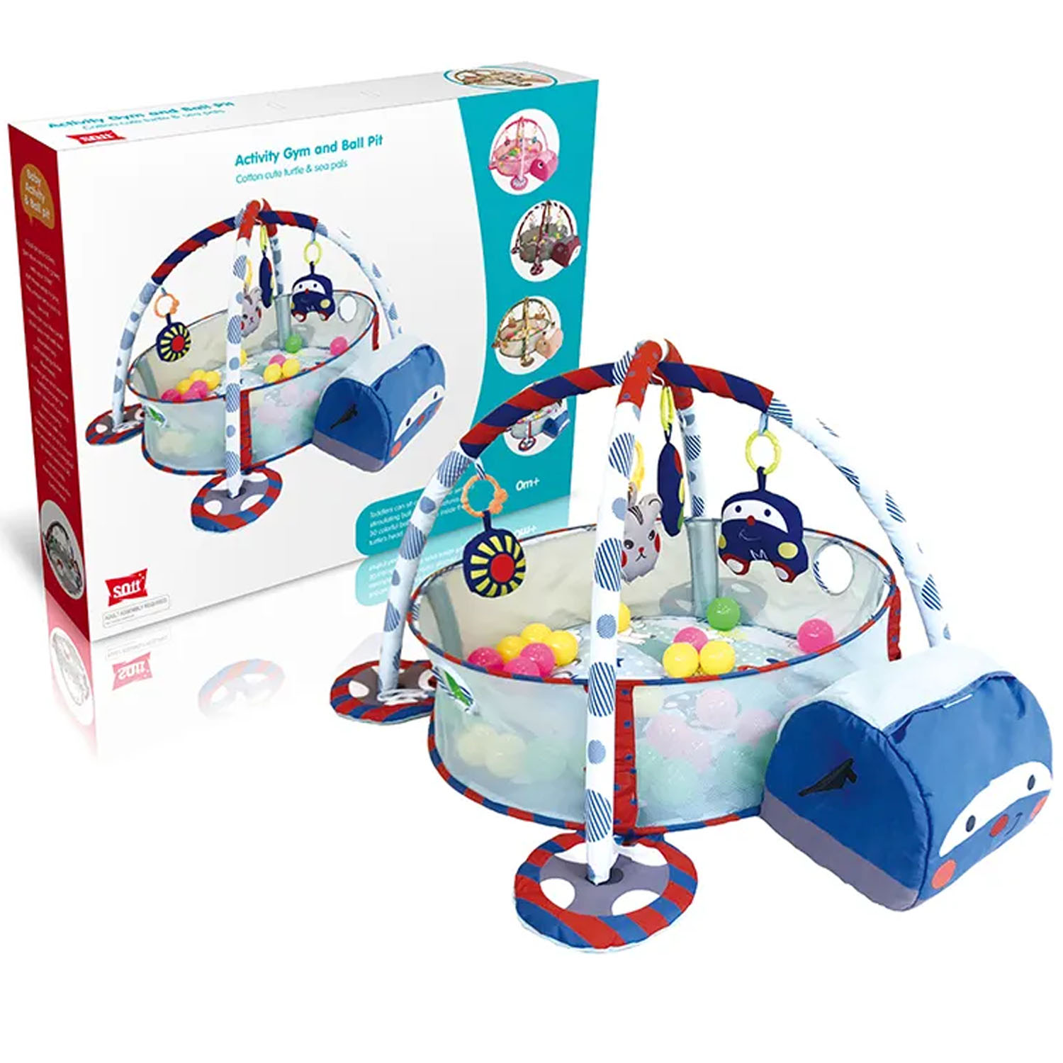 GIMNASIO DE BEBE DIDÁCTICO 3 EN 1 CON PELOTAS ROBOT AZUL - 6