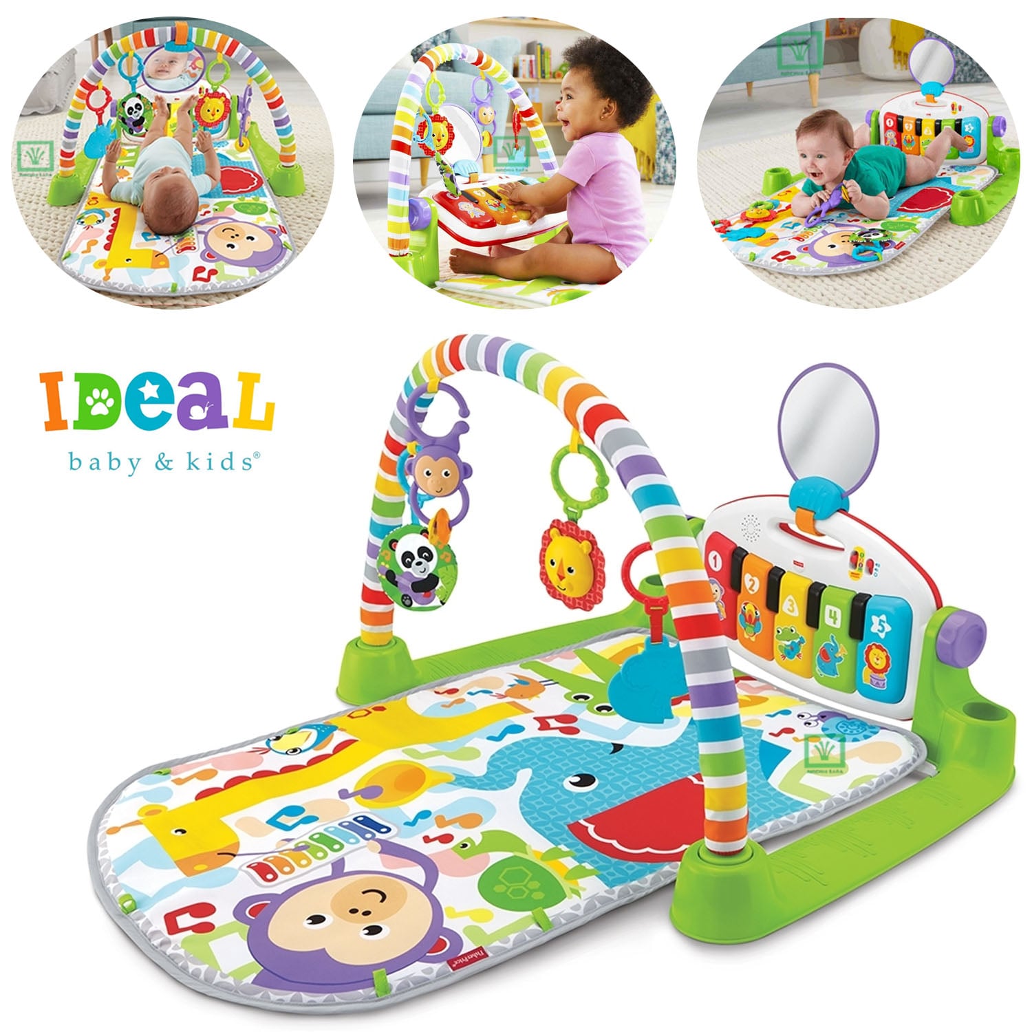 GIMNASIO PIANO PATADITAS CON LUCES MUSICA Y ESPEJO 668-38 VERDE - 1
