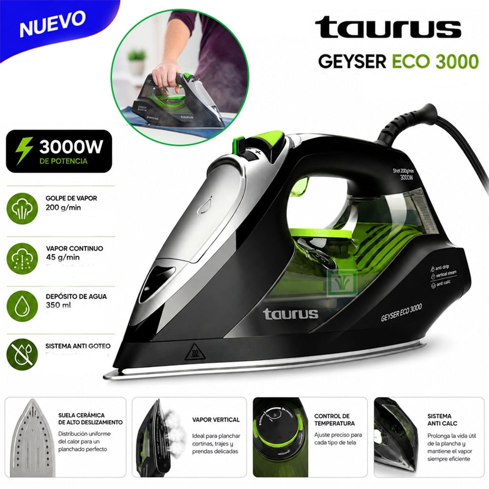 PLANCHA A VAPOR TAURUS GEYSER ECO 3000 - 1