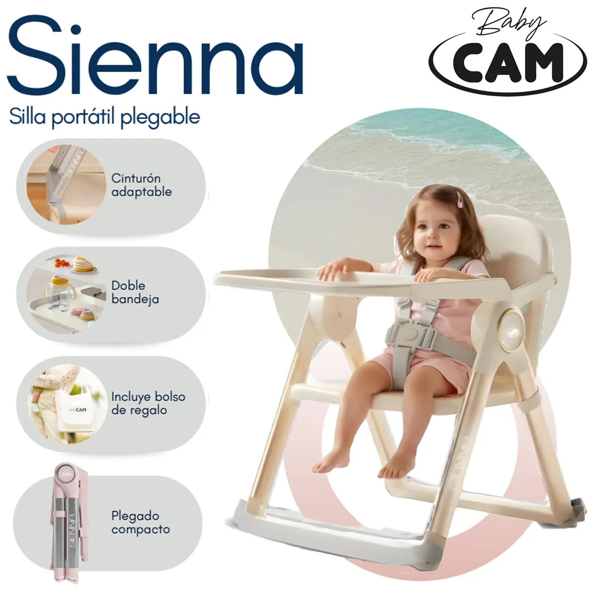 SILLA PORTATIL PLEGABLE «SIENNA» EDICIÓN LIMITADA BEIGE - 1