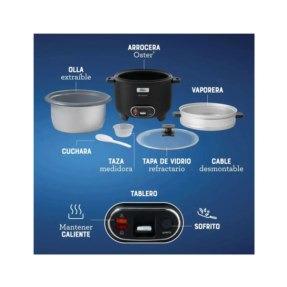 OLLA ARROCERA OSTER NEGRO DIAMONDFORCE 15 TAZAS CKSTRC15DFBLK - 5