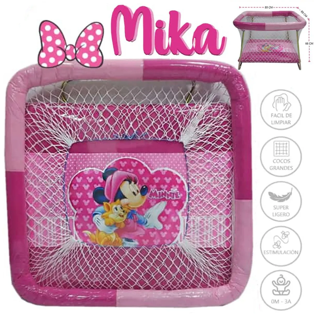 CORRAL CON RUEDAS PARA BEBES ACOLCHADO MIKA NIÑA - 1