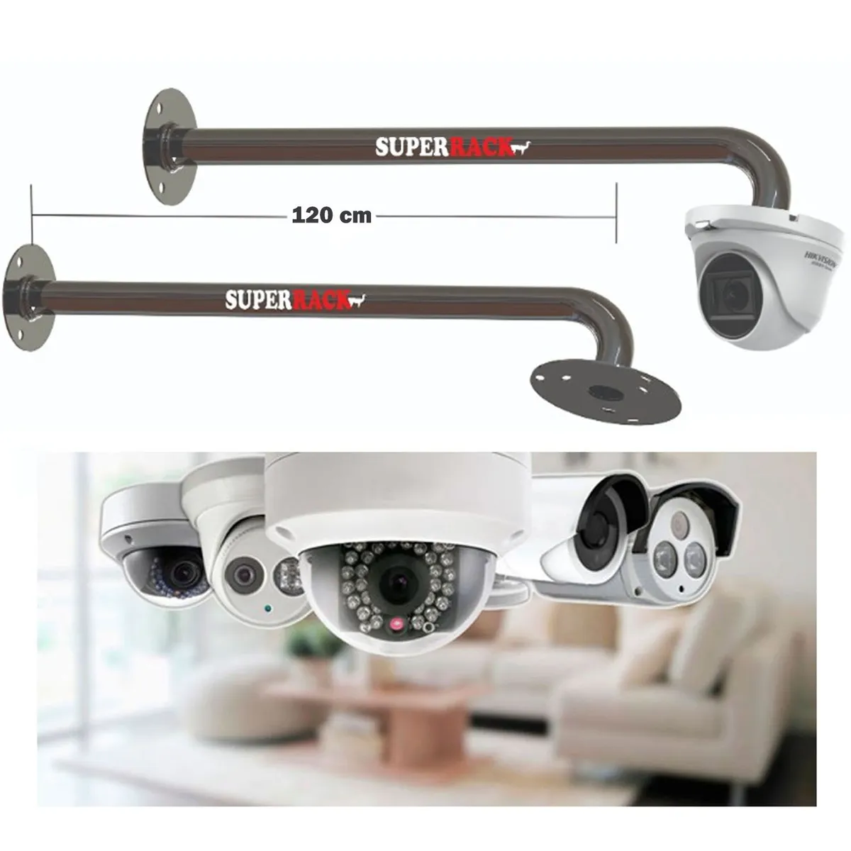 RACK PARA CÁMARA DE SEGURIDAD DOMO 120 CM DE DISTANCIA - 1