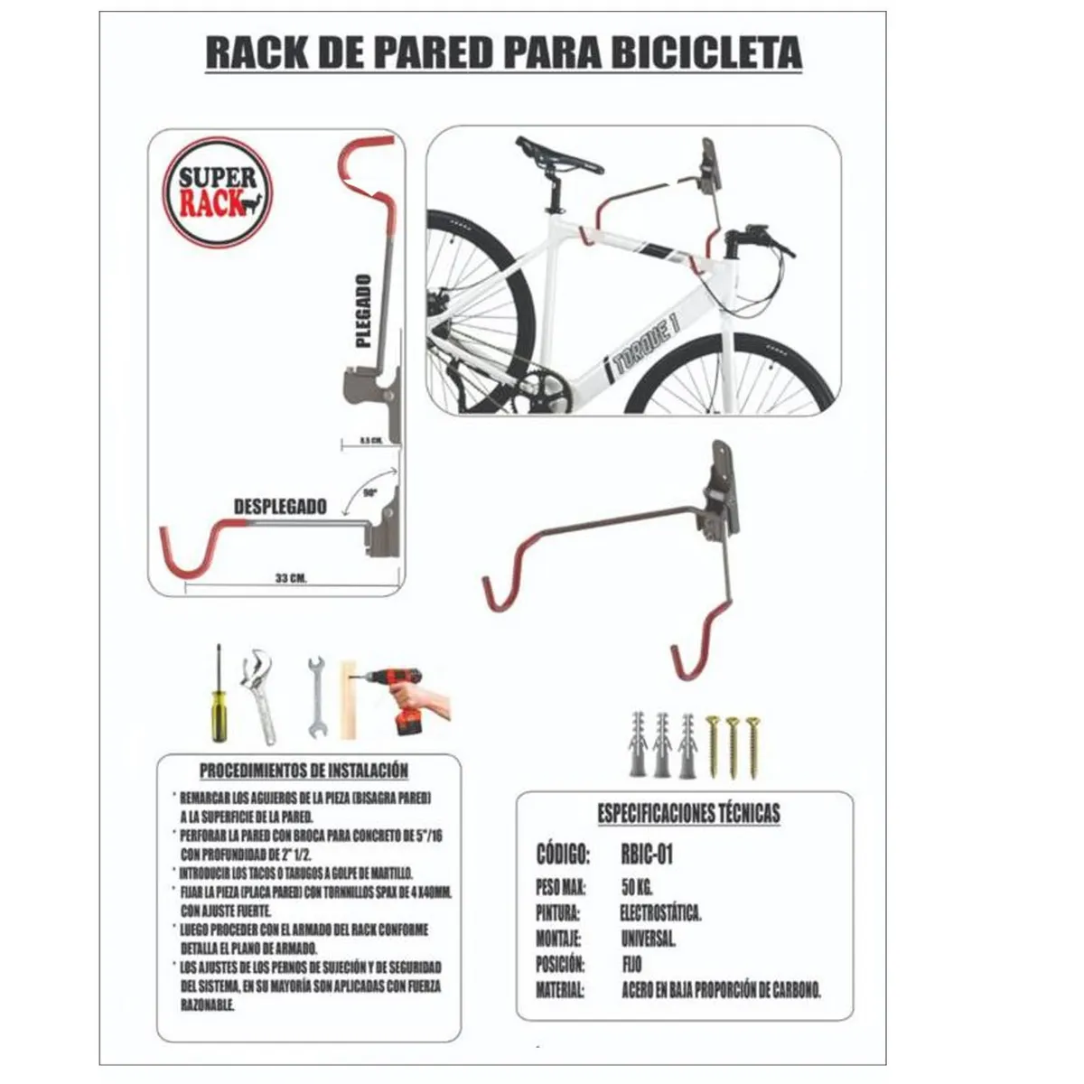 RACK DE PARED PARA BICICLETA SUPER RACK - 3