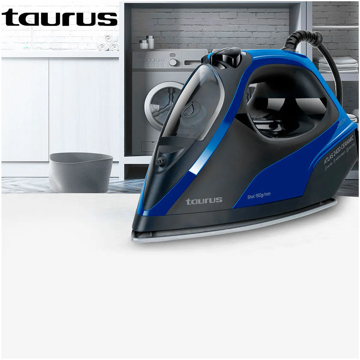 PLANCHA A VAPOR TAURUS BASE CERÁMICA ATLAS 2400 AZUL - 3
