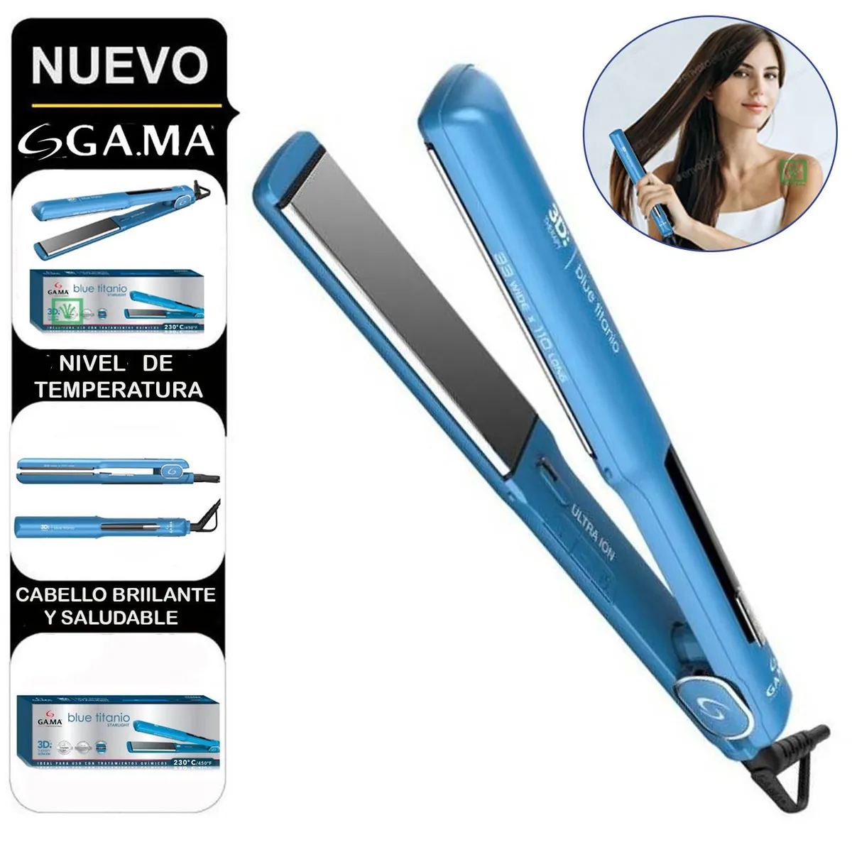 PLANCHA ALISADORA BLUE TITANIO STARLIGHT 3D ULTRA THERAPY ION-DIGITAL - 1