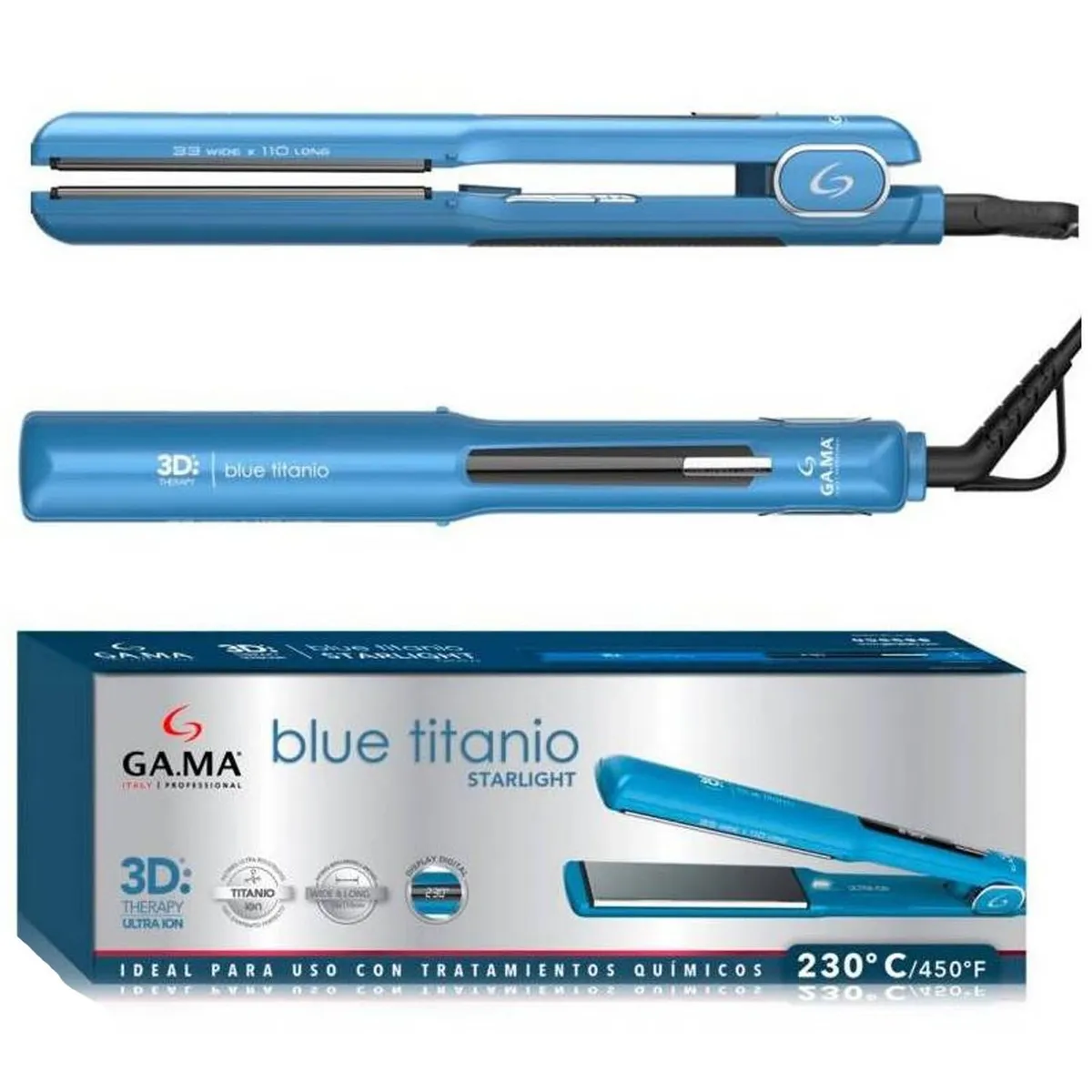 PLANCHA ALISADORA BLUE TITANIO STARLIGHT 3D ULTRA THERAPY ION-DIGITAL - 3