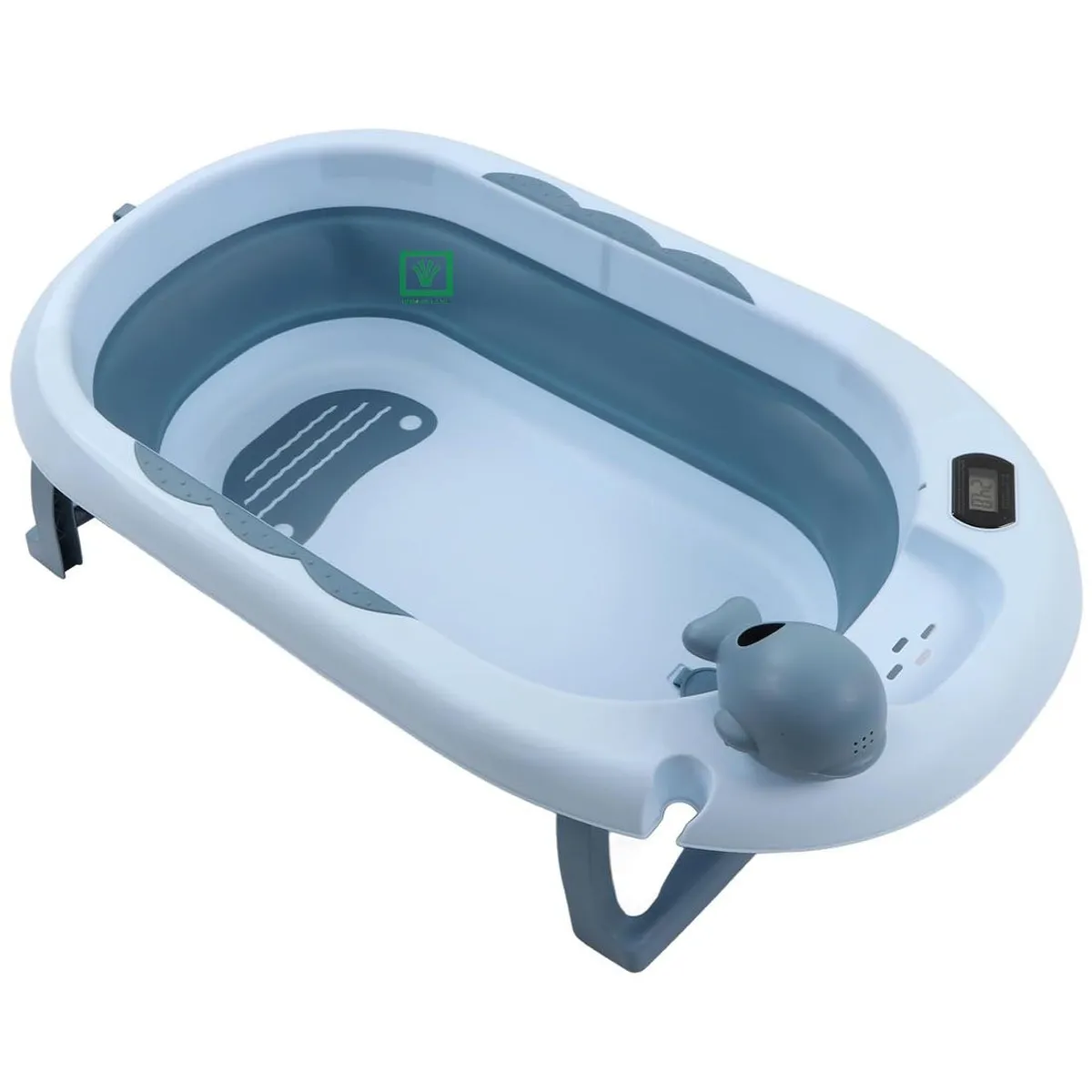 BAÑERA TINA DE BAÑO PLEGABLE BALLENITA CON TERMÓMETRO AZUL - 3