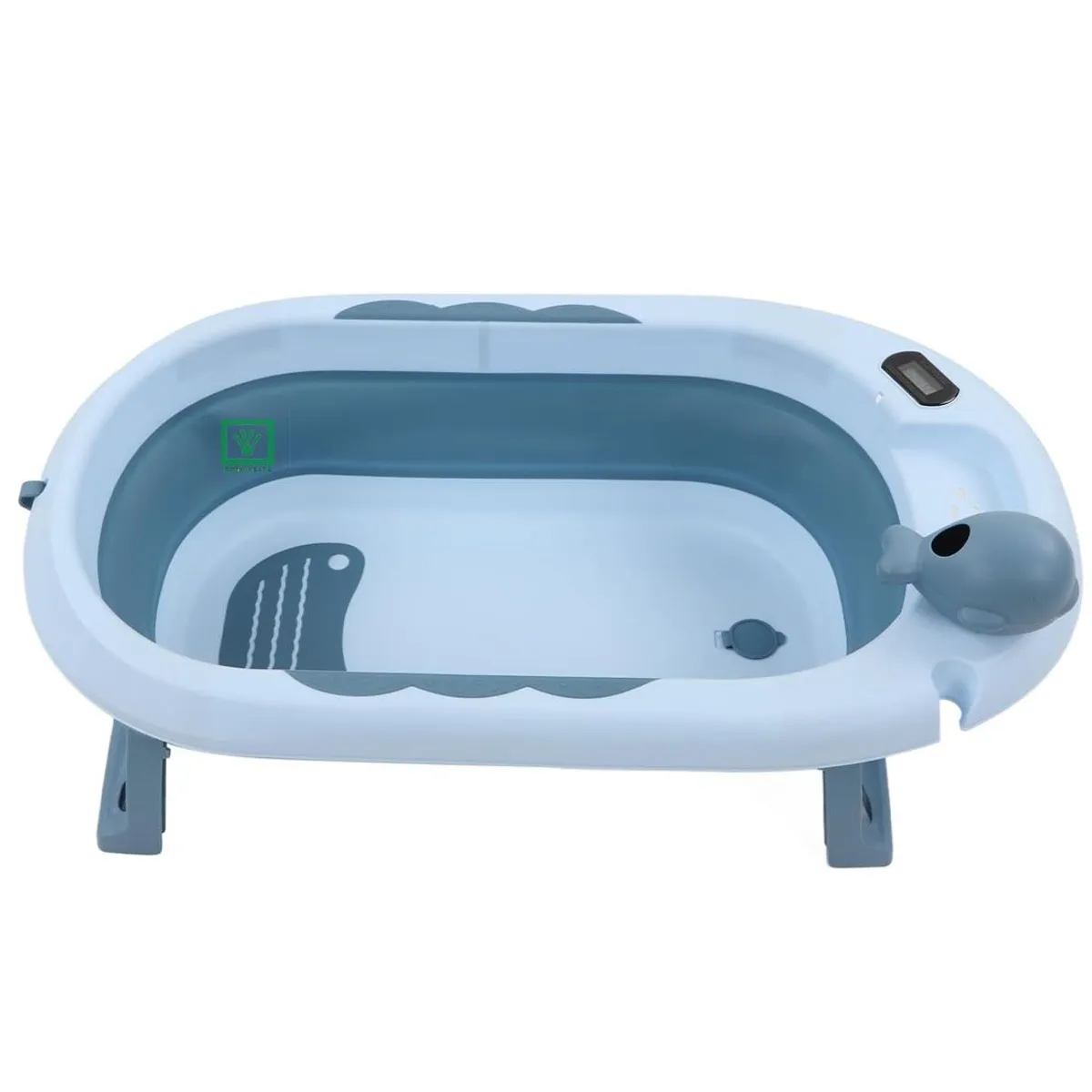 BAÑERA TINA DE BAÑO PLEGABLE BALLENITA CON TERMÓMETRO AZUL - 4