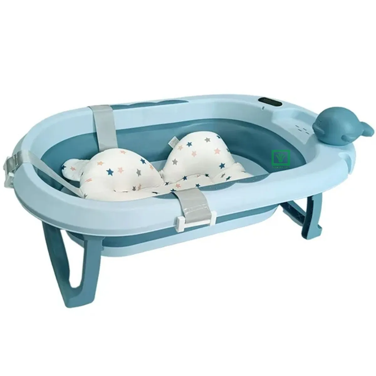 BAÑERA TINA DE BAÑO PLEGABLE BALLENITA CON TERMÓMETRO AZUL - 5