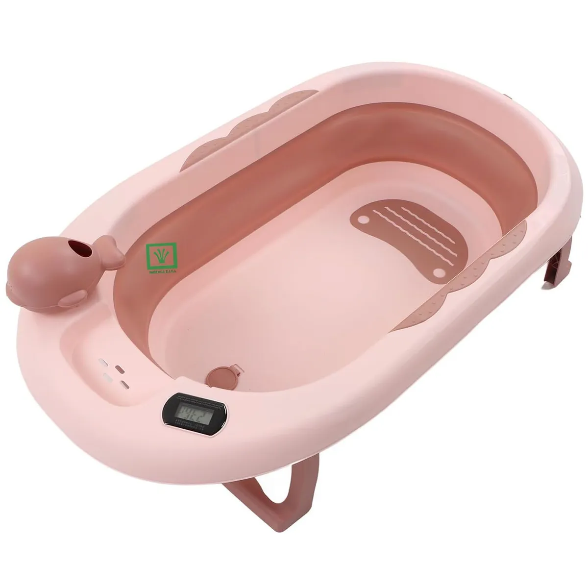 BAÑERA TINA DE BAÑO PLEGABLE BALLENITA CON TERMÓMETRO ROSADO - 3
