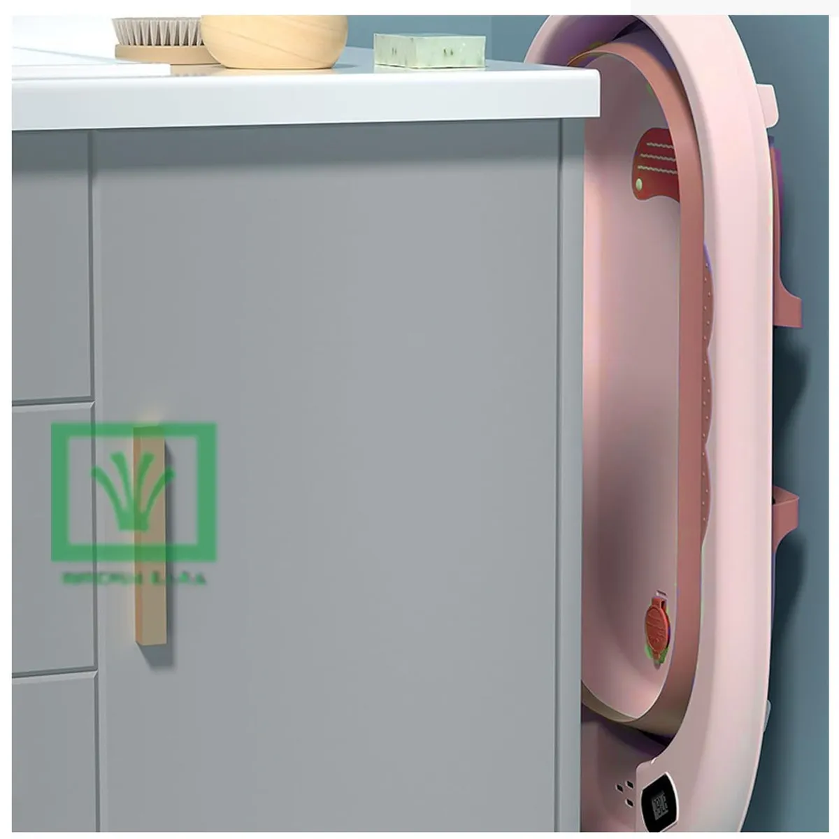 BAÑERA TINA DE BAÑO PLEGABLE BALLENITA CON TERMÓMETRO ROSADO - 6