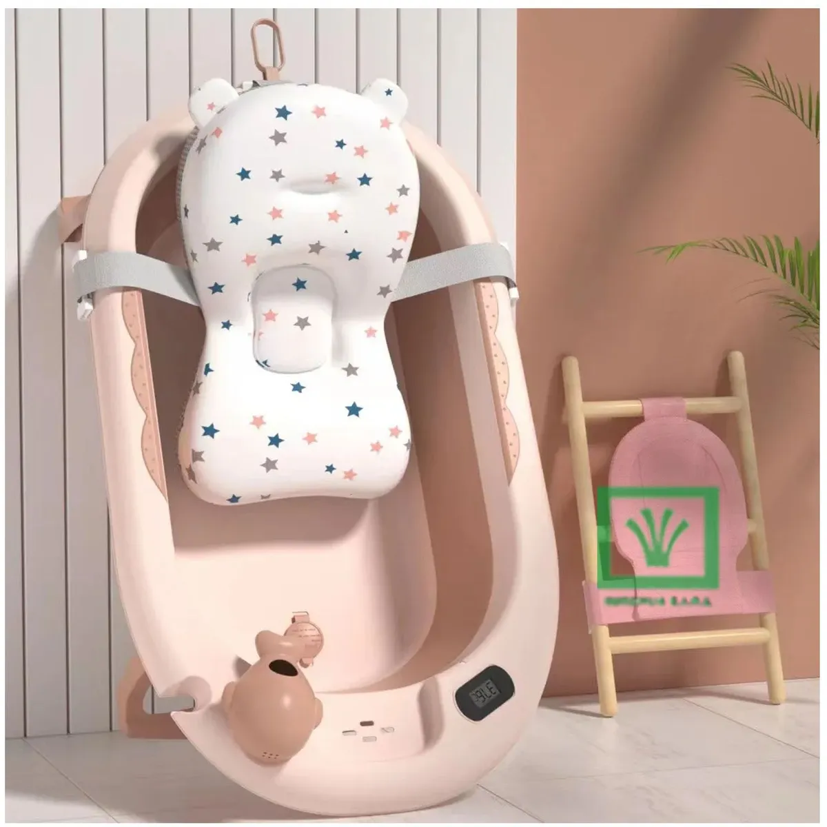 BAÑERA TINA DE BAÑO PLEGABLE BALLENITA CON TERMÓMETRO ROSADO - 8