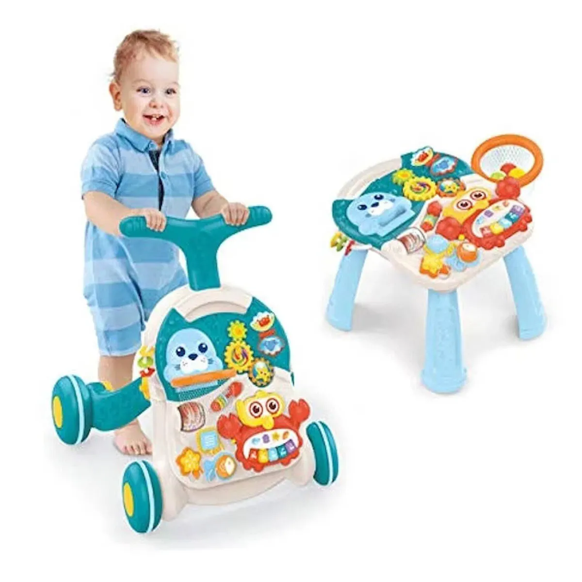 ANDADOR Y MESA ACTIVA PARA BEBÉS 2 EN 1 CELESTE - 1