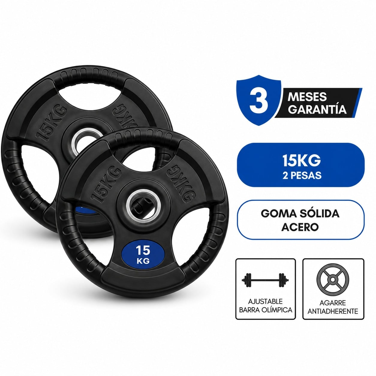 DISCOS OLÍMPICOS 15KG X 2 PESAS - 1