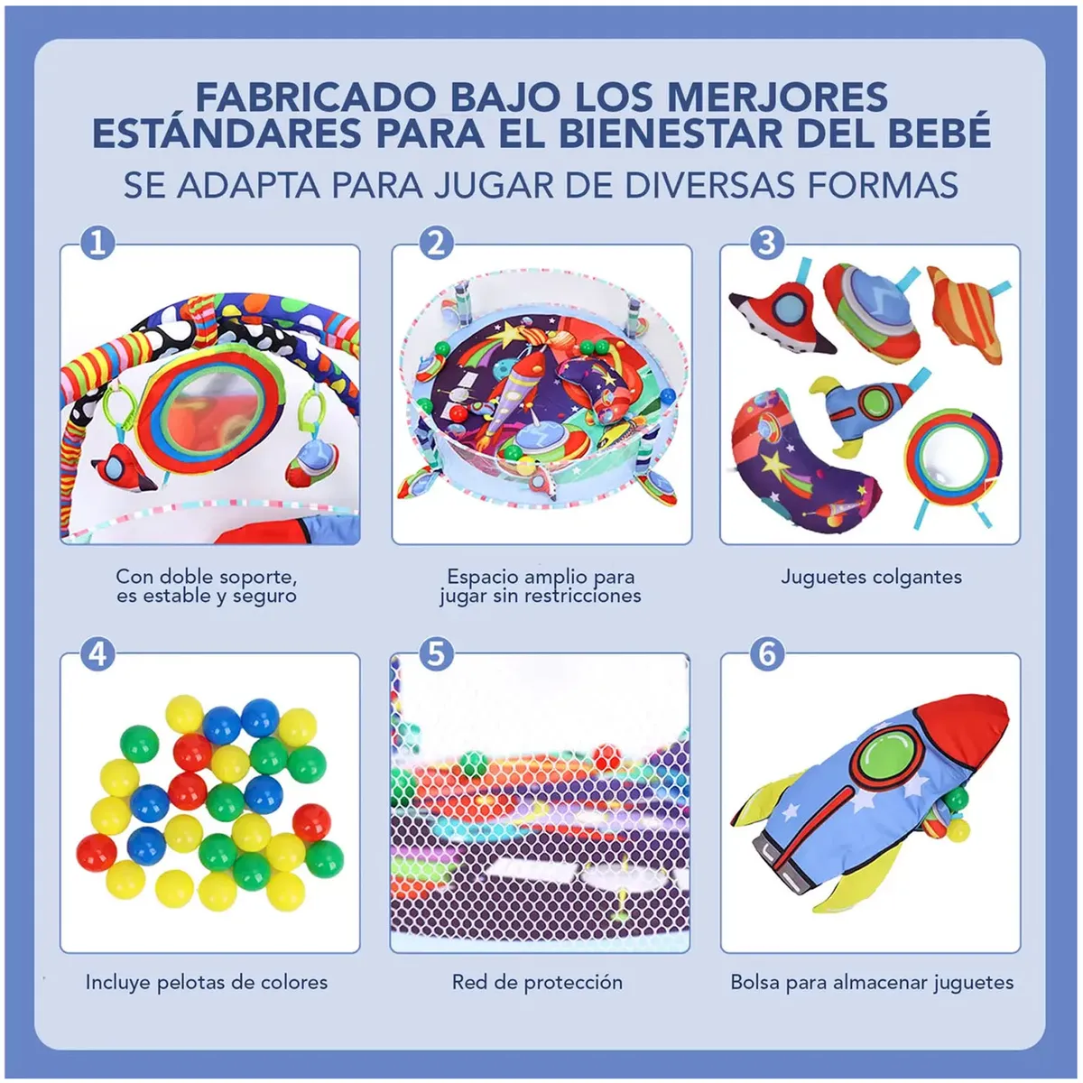 GIMNASIO 3 EN 1 PARA BEBÉS COHETE ESPACIAL CON PELOTAS - 5