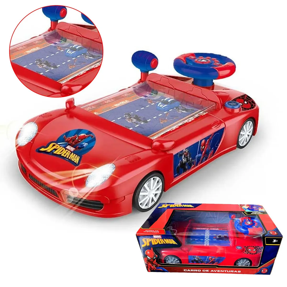 CARRO AUTO DE CARRERA CONSOLA SPIDERMAN CON SONIDO - 1