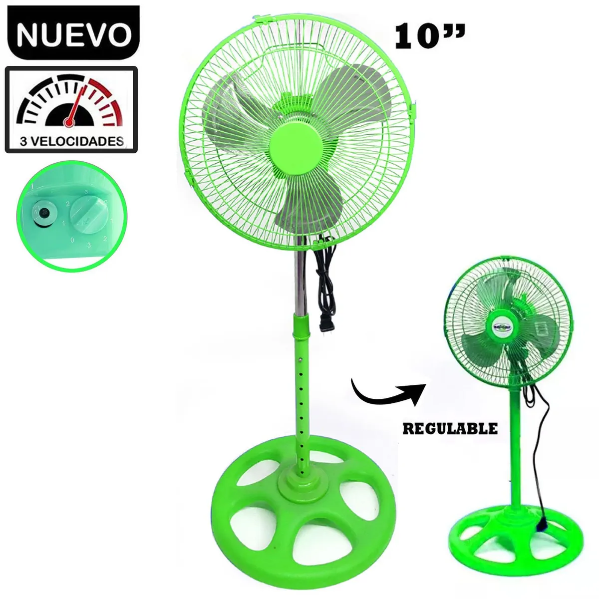 VENTILADOR PEDESTAL DE 10' VERDE 60 WATTS VERDE - 1