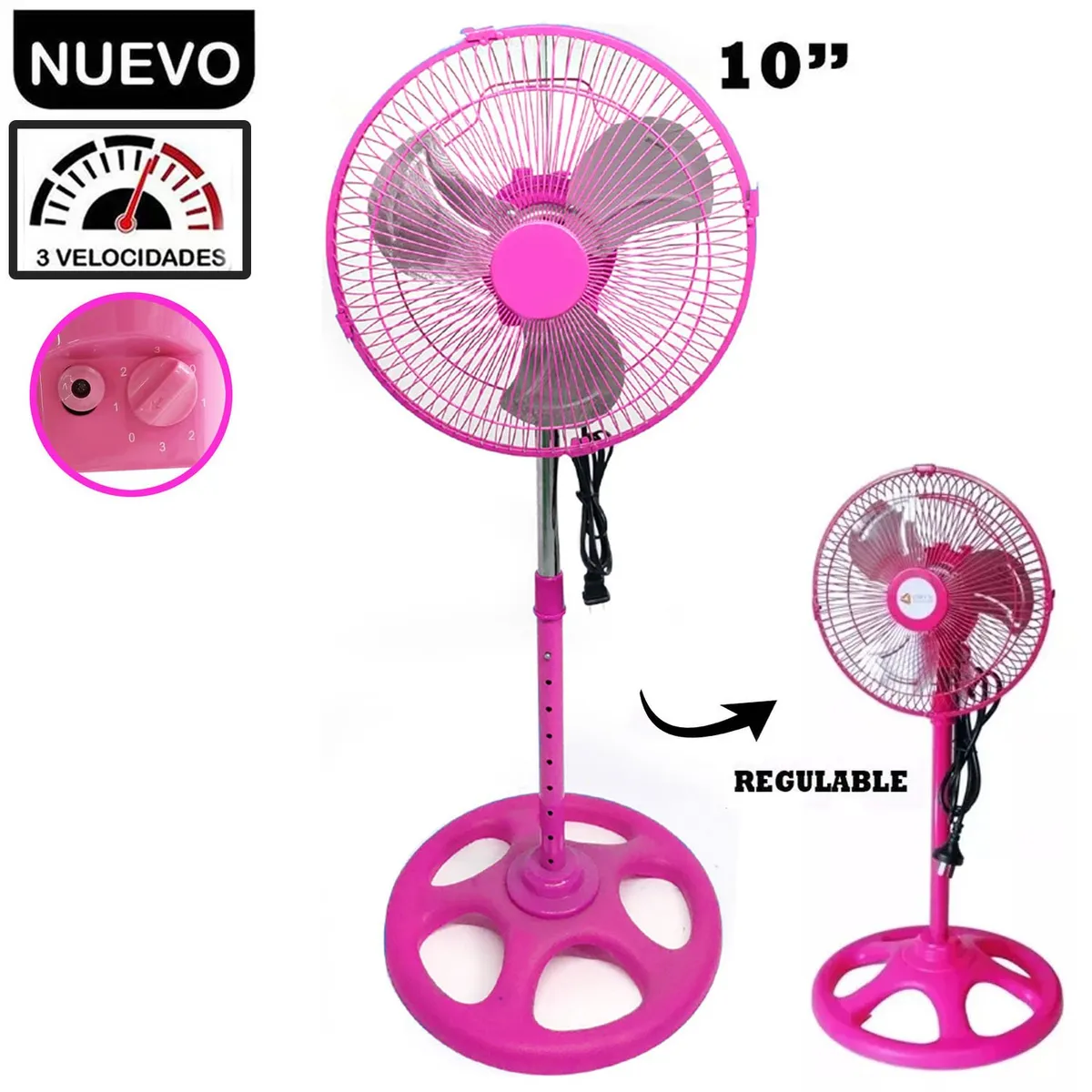 VENTILADOR PEDESTAL DE 10' ROSADO 60 WATTS ROSADO - 1