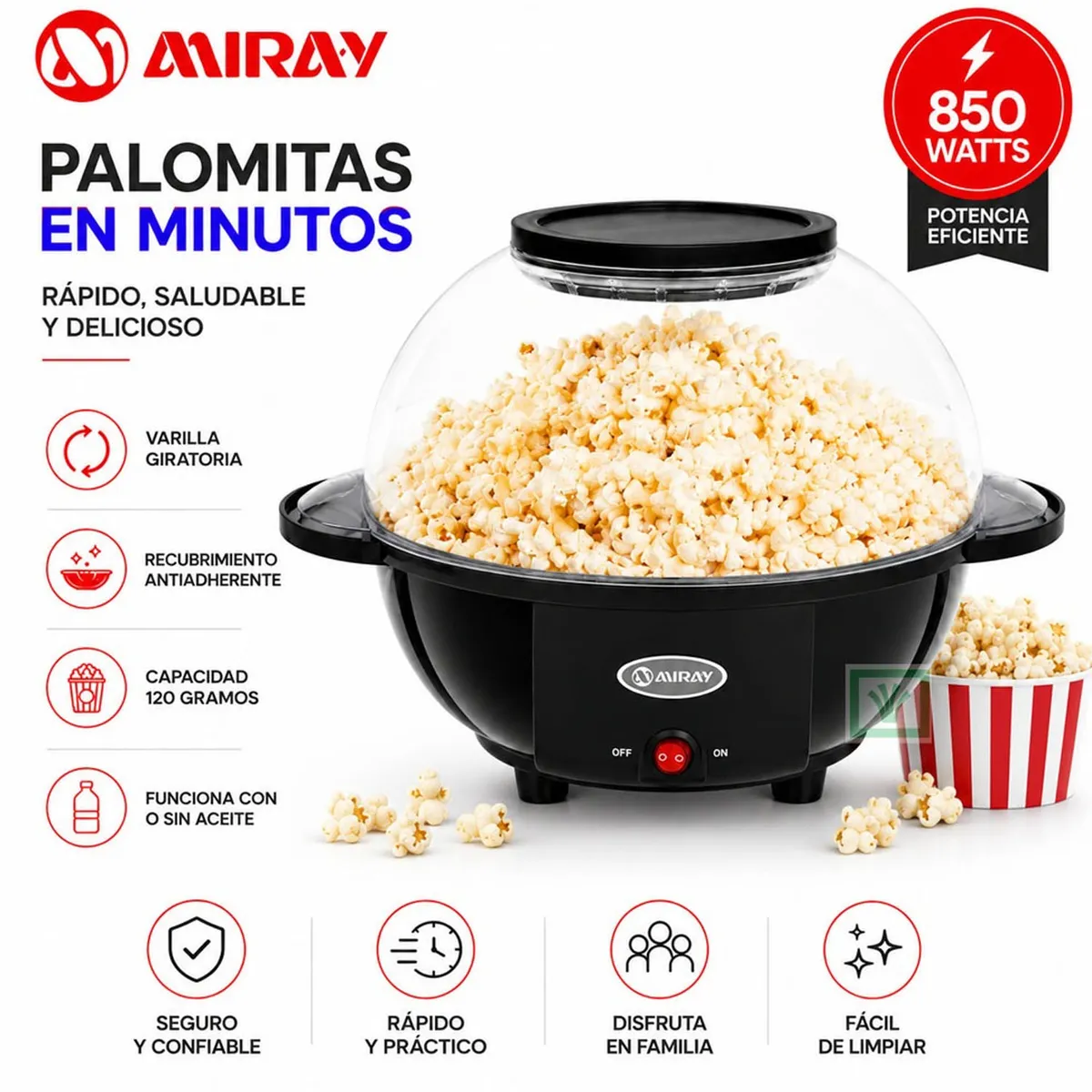 MÁQUINA DE HACER CANCHITA POPCORN MAKER MIRAY POPM-14 120GR - 1