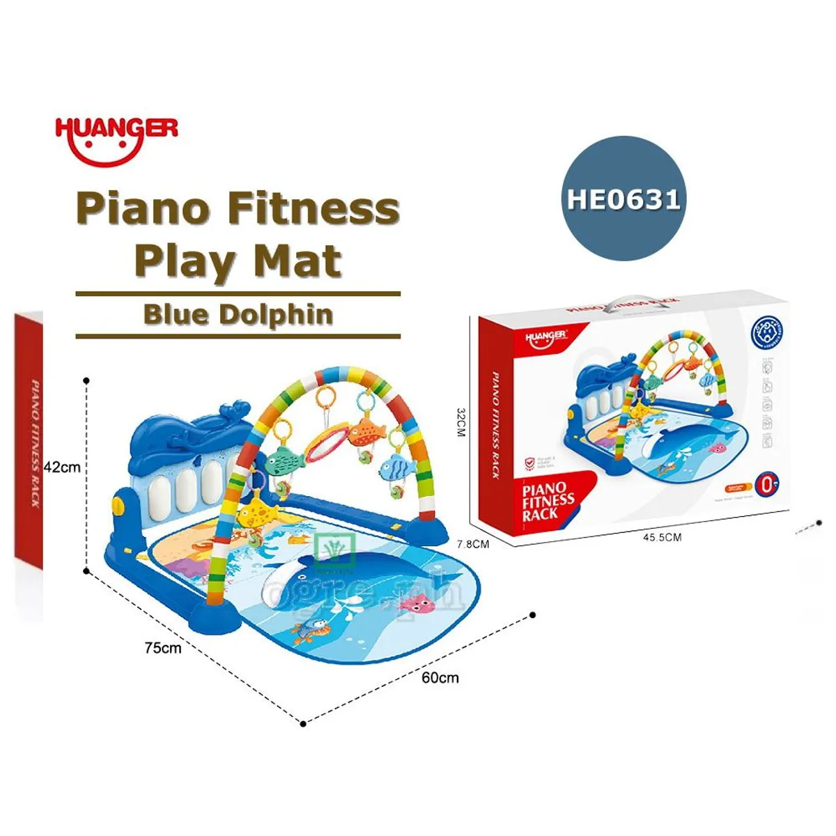 GIMNASIO DE BEBE CON PIANO MUSICAL DELFÍN HE0631 AZUL - 5