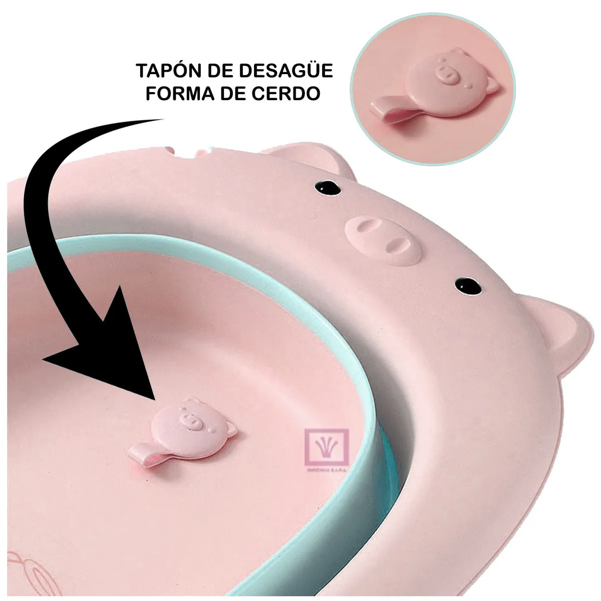 BAÑERA TINA DE BAÑO PLEGABLE CHANCHITO ROSADO - 6