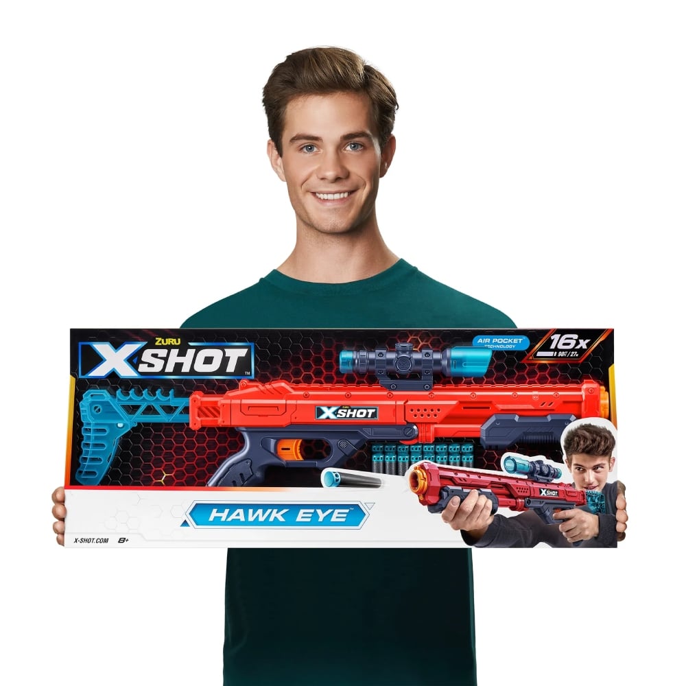 X-SHOT LANZADOR DE DARDOS OJO DE HALCÓN CON MIRA TELESCÓPICA Y SET DE 12 DARDOS + 5 OBJETIVOS - 1