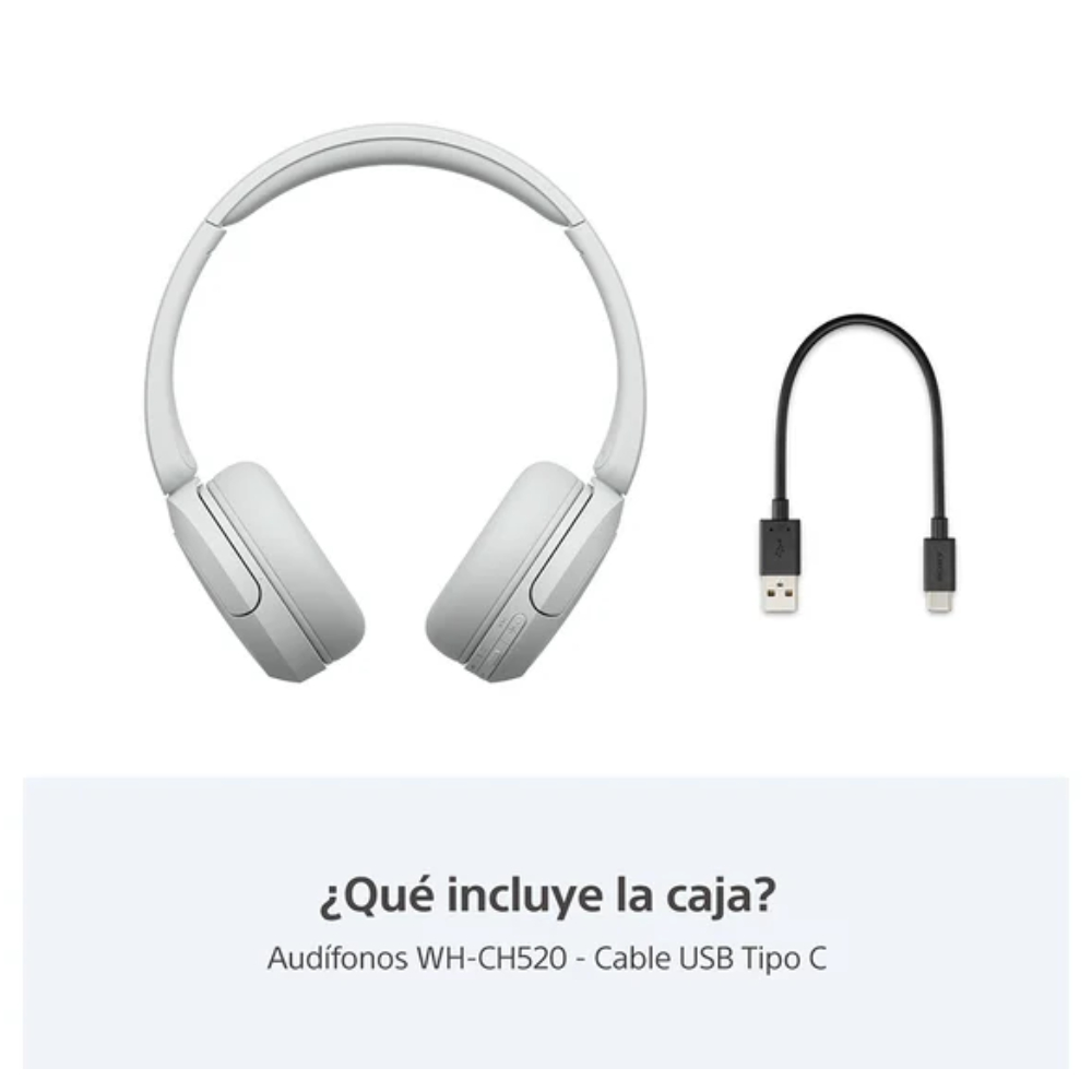 AUDÍFONOS BLUETOOTH ON-EAR SONY WH-CH520 BLANCOS CON 50 HORAS DE BATERÍA - 2