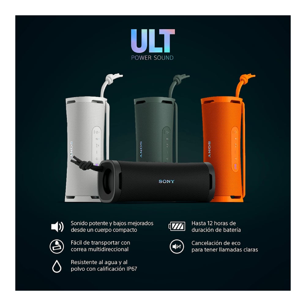 PARLANTE BLUETOOTH PORTÁTIL SONY SRS-ULT10 ULT FIELD 1 BLANCO CON GRAVES POTENCIADOS - 3
